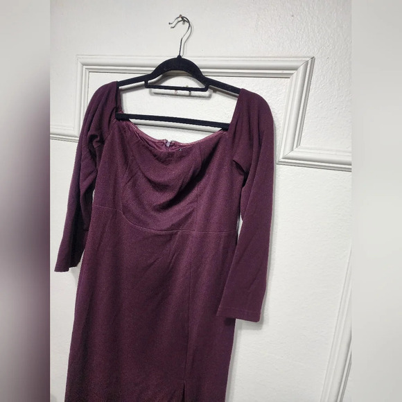 Lulus Alluring Sophistication Dark Plum Off-the-Shoulder Maxi Dress XL Wedding - Picture 7 of 9